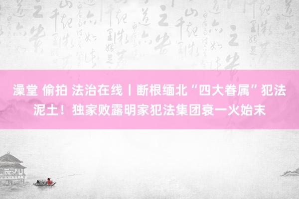 澡堂 偷拍 法治在线丨断根缅北“四大眷属”犯法泥土！独家败露明家犯法集团衰一火始末