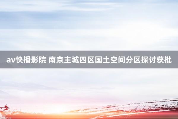 av快播影院 南京主城四区国土空间分区探讨获批