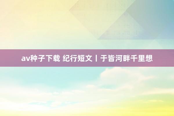 av种子下载 纪行短文丨于皆河畔千里想