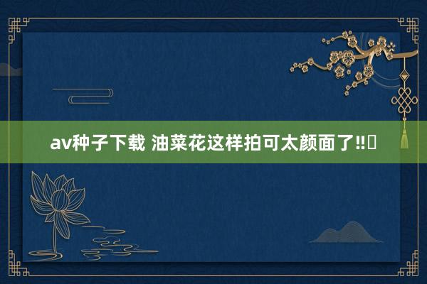 av种子下载 油菜花这样拍可太颜面了‼️