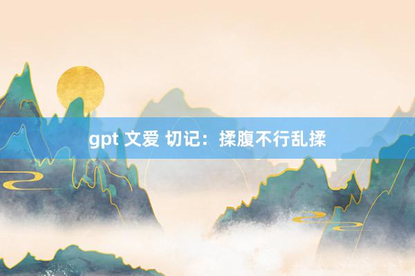 gpt 文爱 切记：揉腹不行乱揉